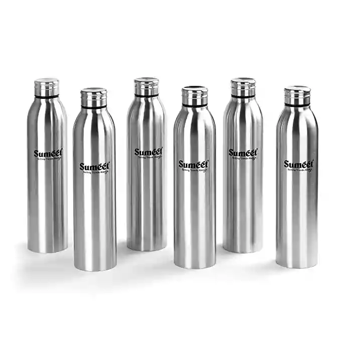 Sumeet Sleek Stainless Steel Leak-Proof Water Bottle / Fridge Bottle - 1000ML - (Set of 6)